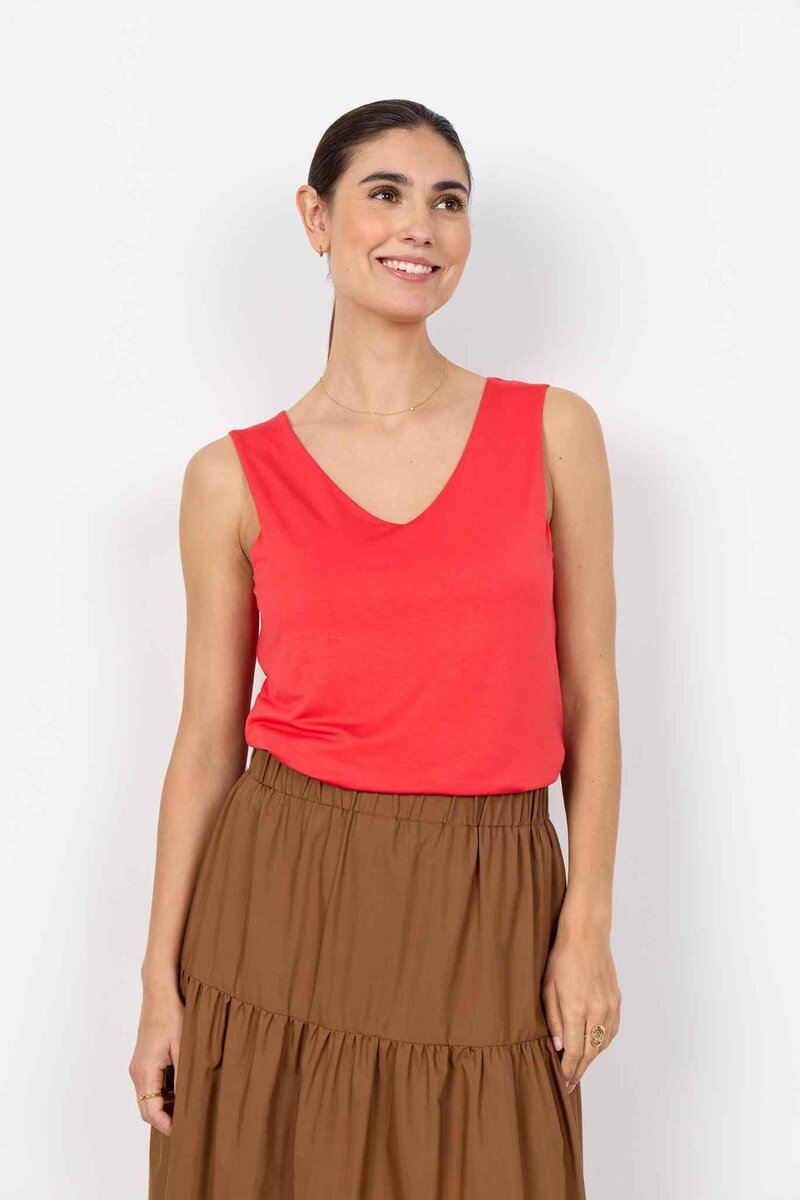 Marica 283 V-neck Linen Top Women Bittersweet | Smilebutiken - Soyaconcept