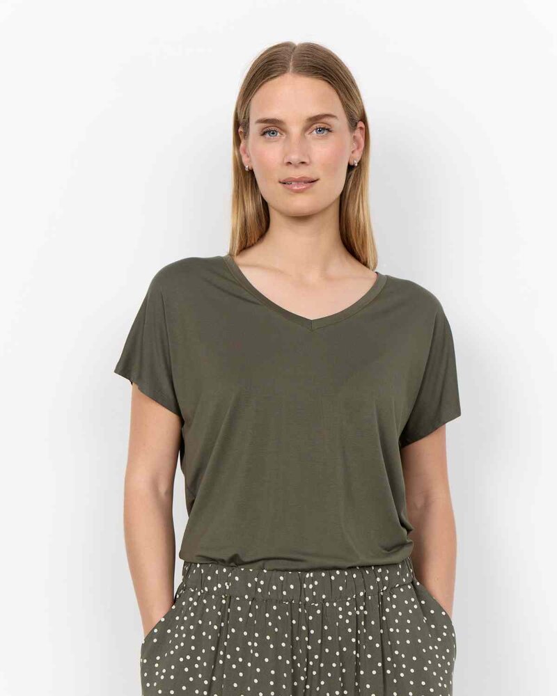 Marica V-neck T-shirt Women Grape Leaf | Smilebutiken - Soyaconcept