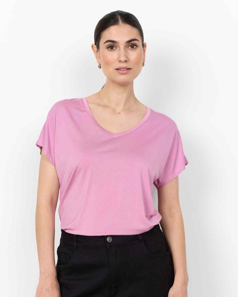 Marica V-ringad T-shirt Dam Mauve Orchid | Smilebutiken - Soyaconcept
