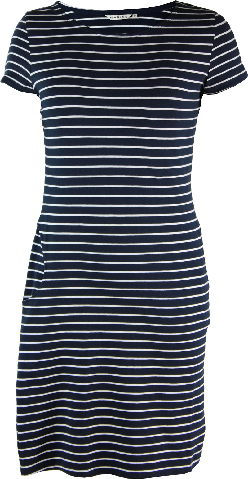 Marine Cotton Dress Ladies Striped - Marine