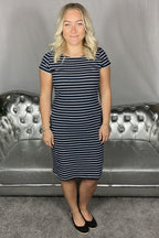 Marine Cotton Dress Ladies Striped - Marine