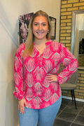 Astrid V-Neck Blouse Women's Fuchsia Marta du Chateau