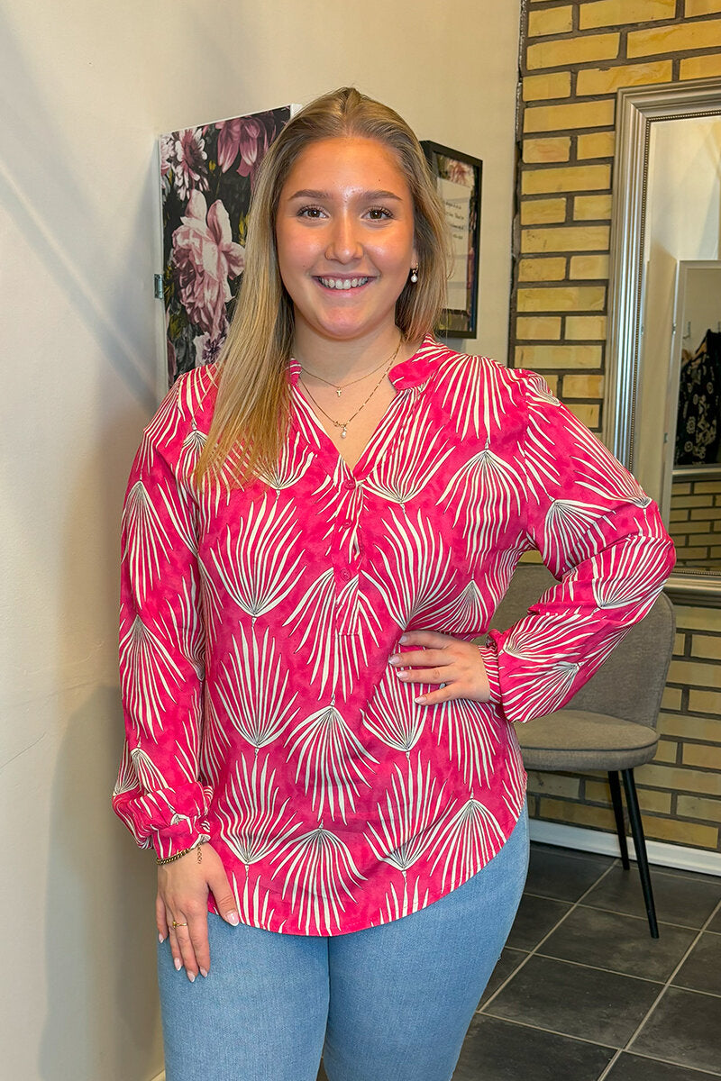 Astrid V-Neck Blouse Women's Fuchsia Marta du Chateau