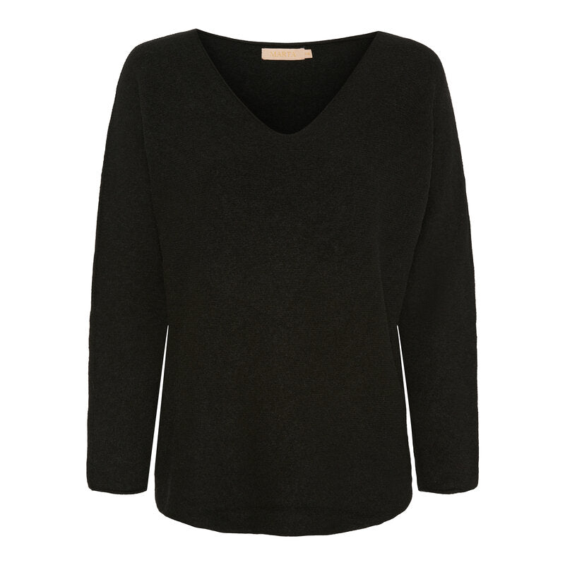Celina V-ringad Pullover Dam Black Marta du Chateau