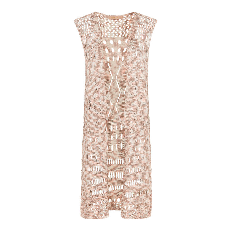 Eline Crocheted Long Vest Women Multi Beige Marta du Chateau