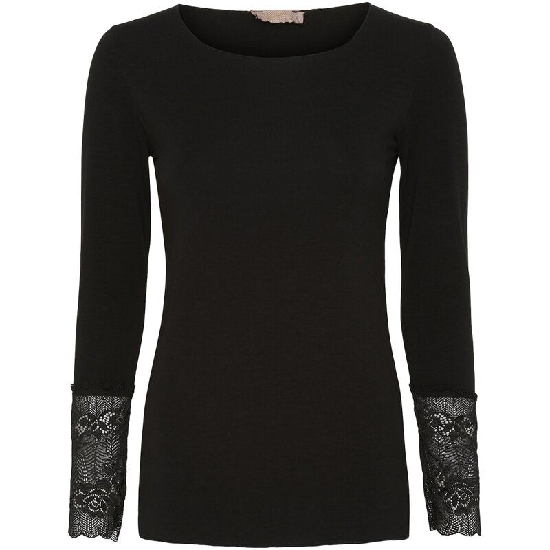 Nanny Long-sleeved Lace Top Women Black Marta du Chateau