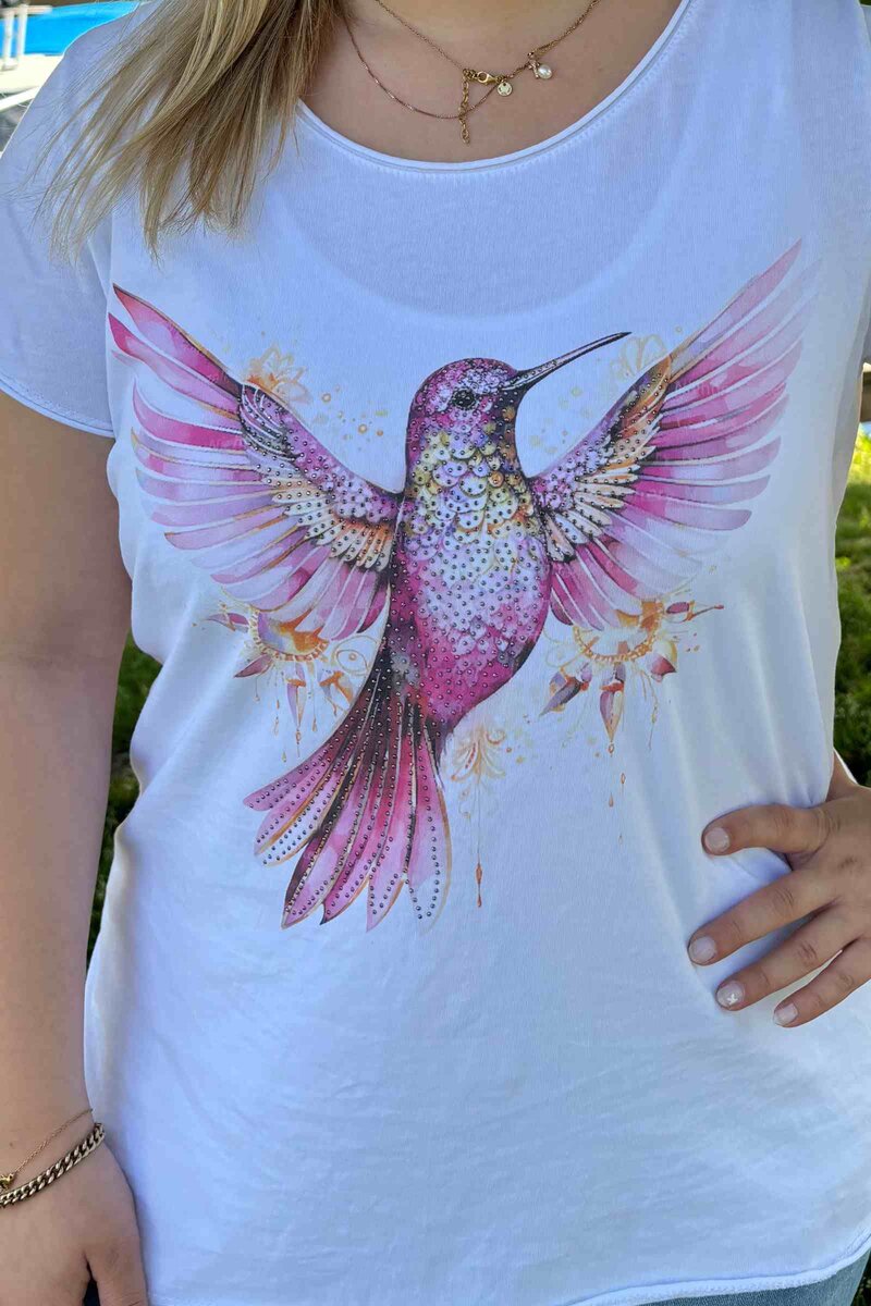 Marie T-shirt Women Pink Bird Marta du Chateau