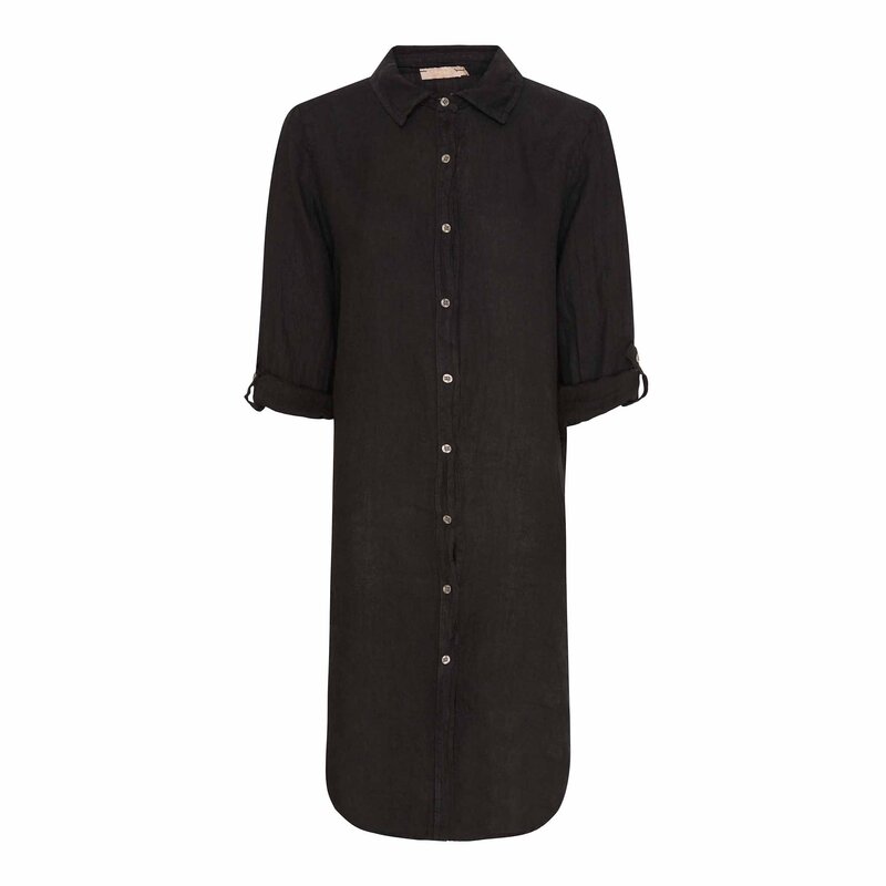 Nancy Linen Dress Women Black Marta du Chateau