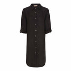Nancy Linen Dress Women Black Marta du Chateau