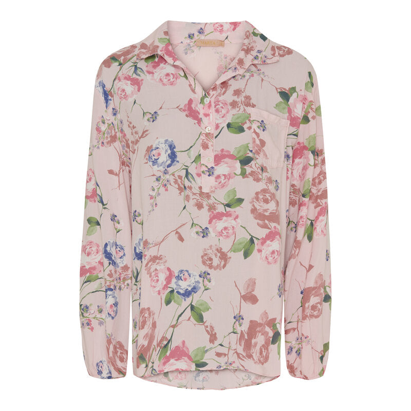 Ronja V-ringad Skjortblus Dam Rosa Baby Marta du Chateau