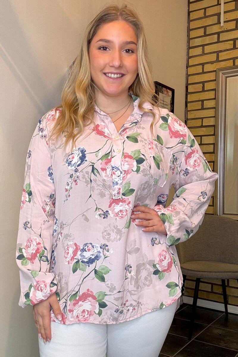 Ronja V-ringad Skjortblus Dam Rosa Baby Marta du Chateau