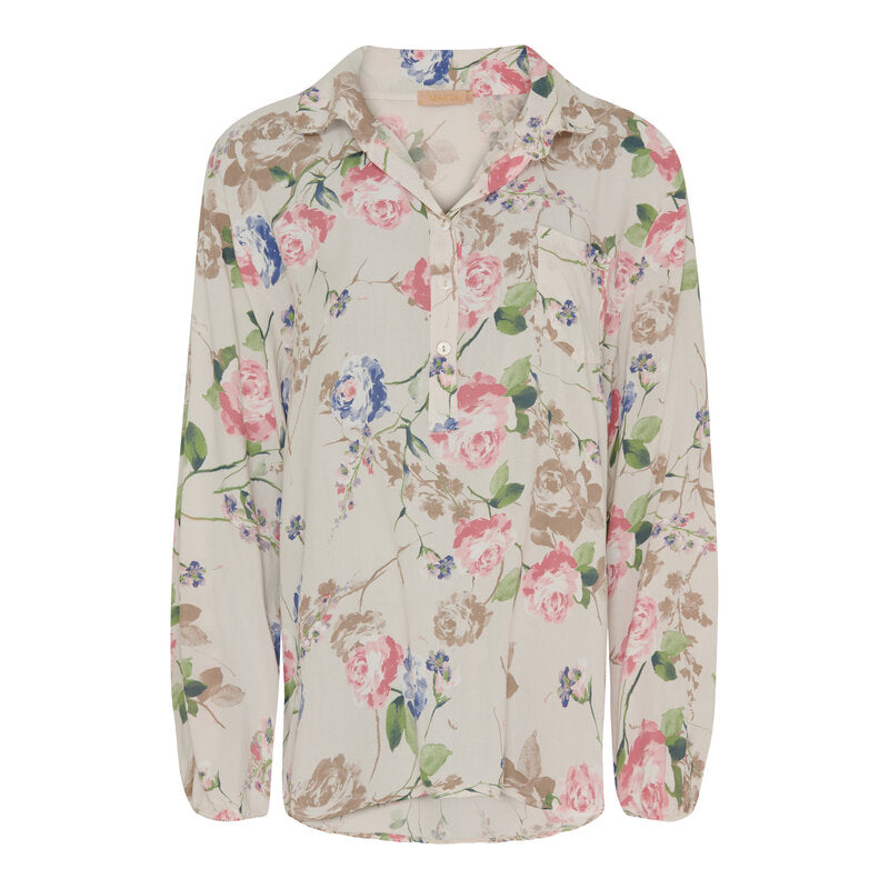 Ronja V-ringad Skjortblus Dam Sabbia Baby Marta du Chateau