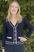 Carissa Cardigan Dam Navy OffWhite Micha
