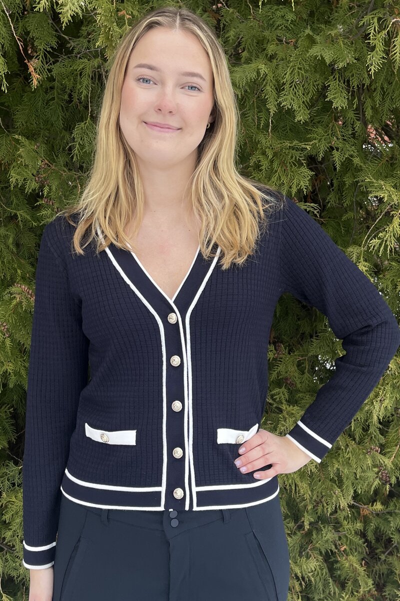 Carissa Cardigan Dam Navy OffWhite Micha