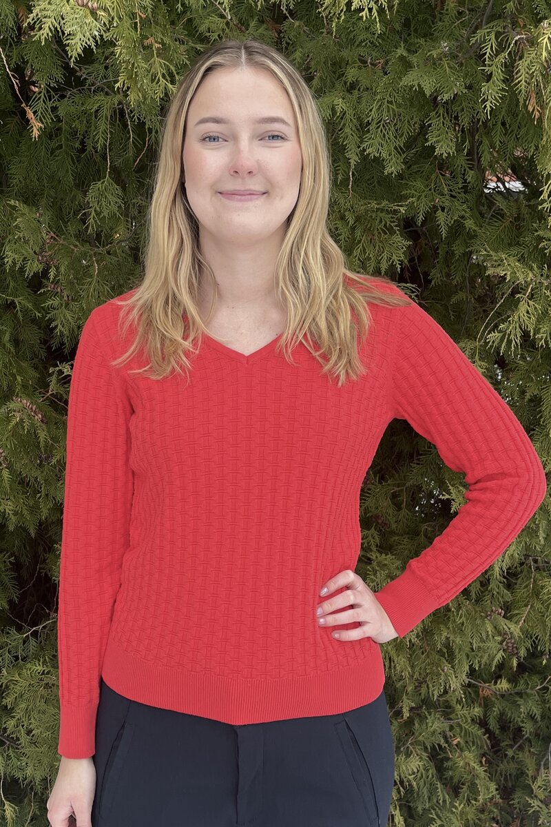 Carol V-neck Pullover Women Spring Red Micha