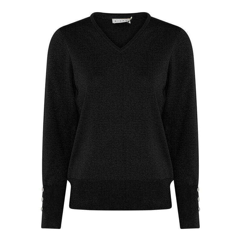 Carrie V-ringad Pullover Dam Black Micha