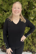 Carrie V-ringad Pullover Dam Black Micha