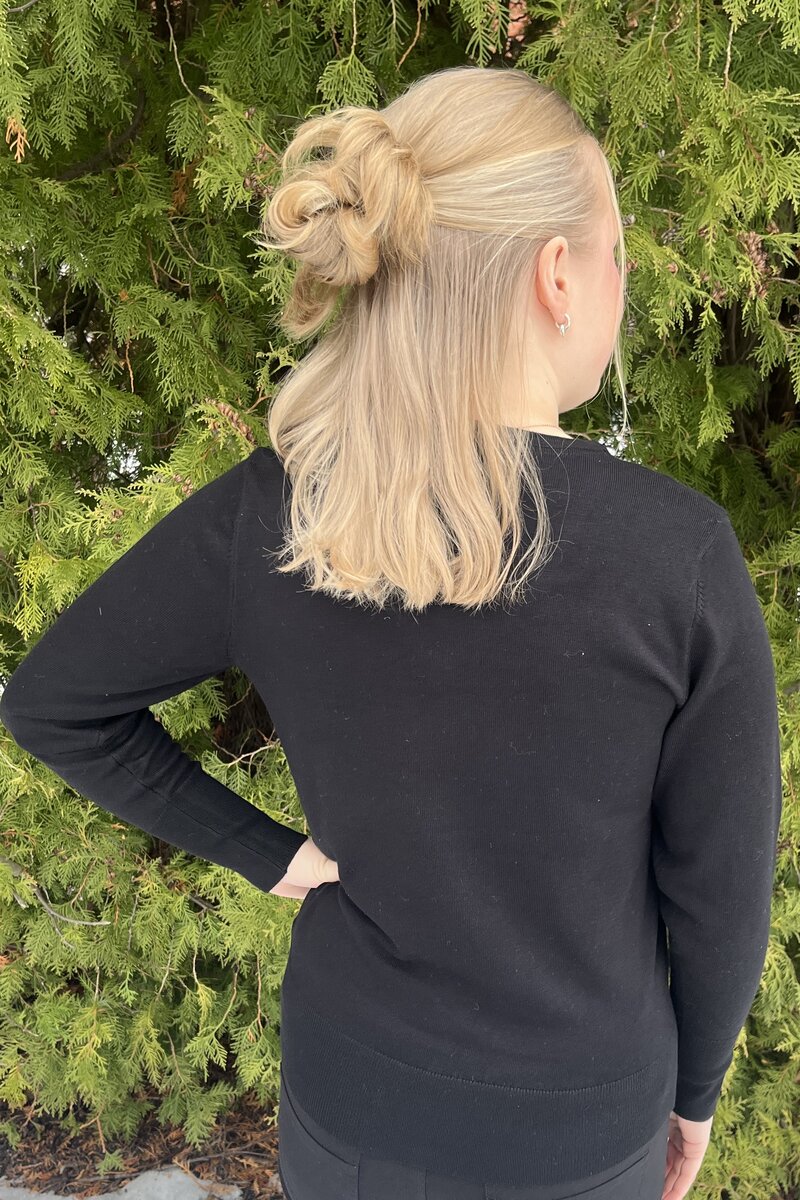 Carrie V-ringad Pullover Dam Black Micha