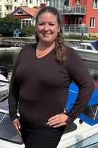 Carrie V-ringad Pullover Dam Brown Micha