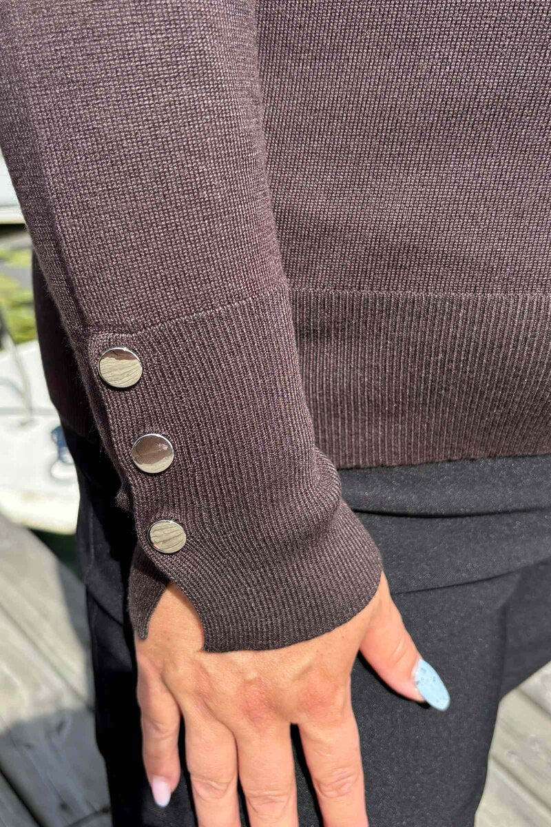Carrie V-ringad Pullover Dam Brown Micha