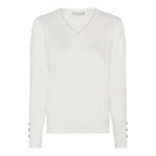 Carrie V-ringad Pullover Dam OffWhite Micha