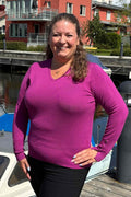 Carrie V-ringad Pullover Dam Pink Micha