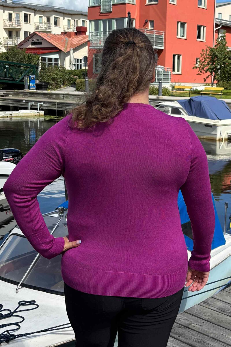 Carrie V-ringad Pullover Dam Pink Micha