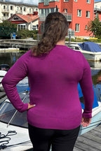 Carrie V-ringad Pullover Dam Pink Micha