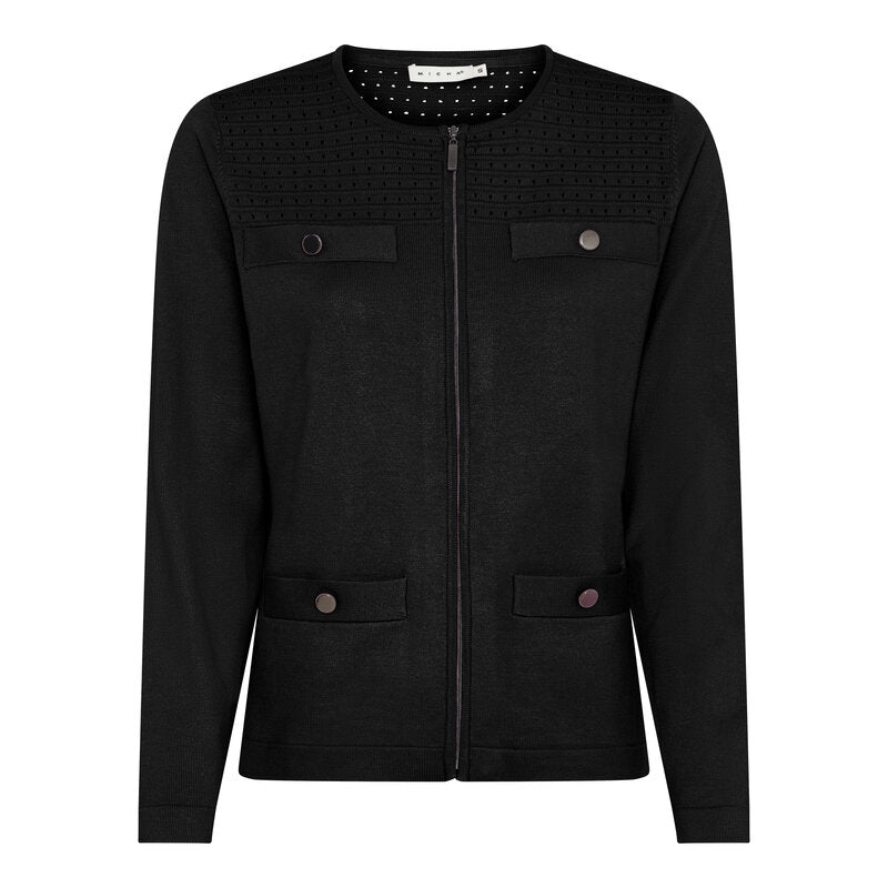 Nyla Rundhalsad Cardigan Dam Black Micha