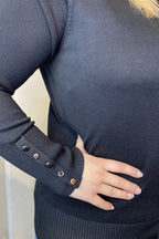 Tinka Round Neck Cardigan Women Black Micha