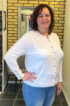 Tinka Rundhalsad Cardigan Dam Bright White Micha
