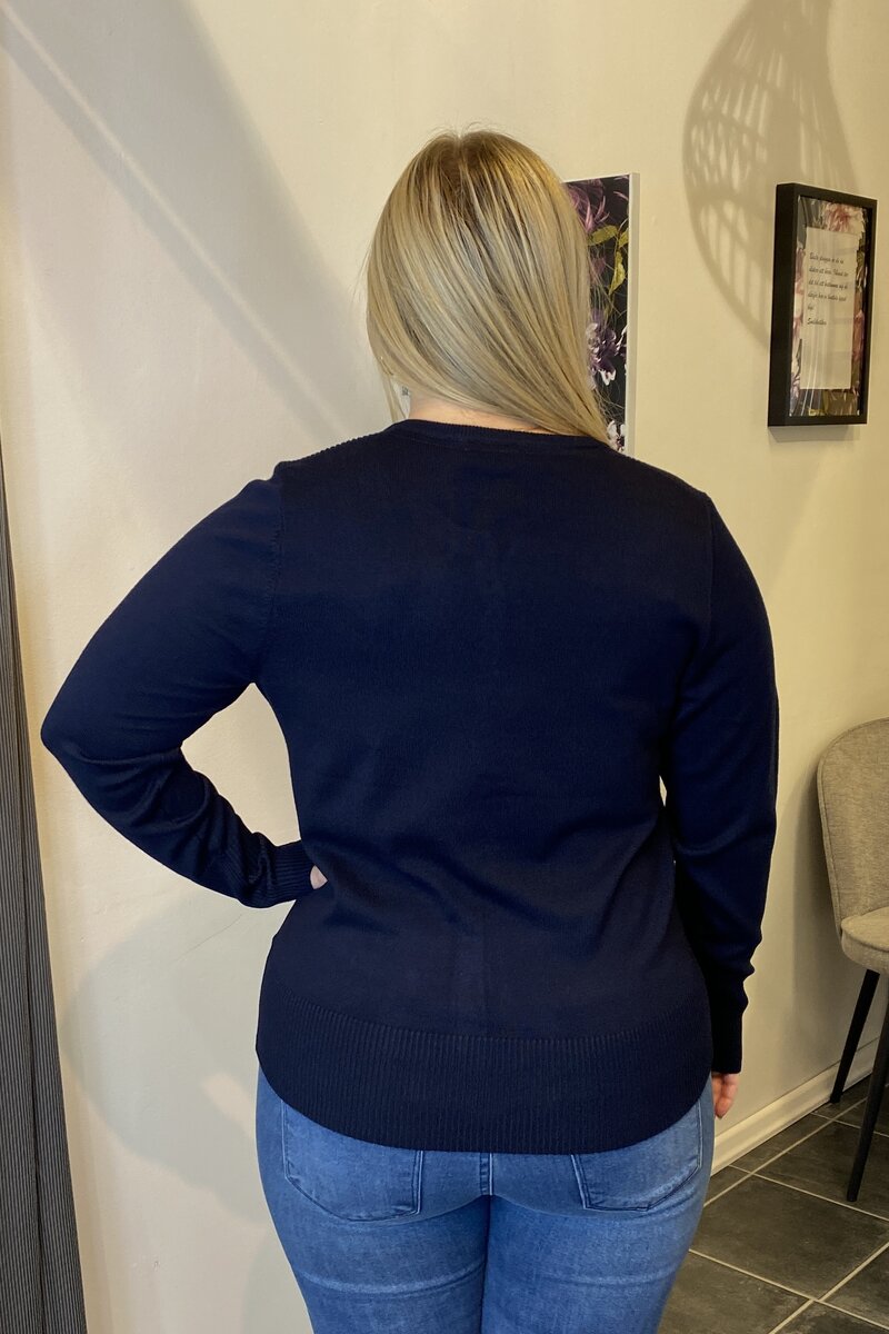 Tinka Rundhalsad Cardigan Dam Navy Micha