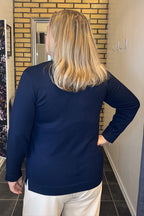 Vilma V-ringad Pullover Dam Navy Micha