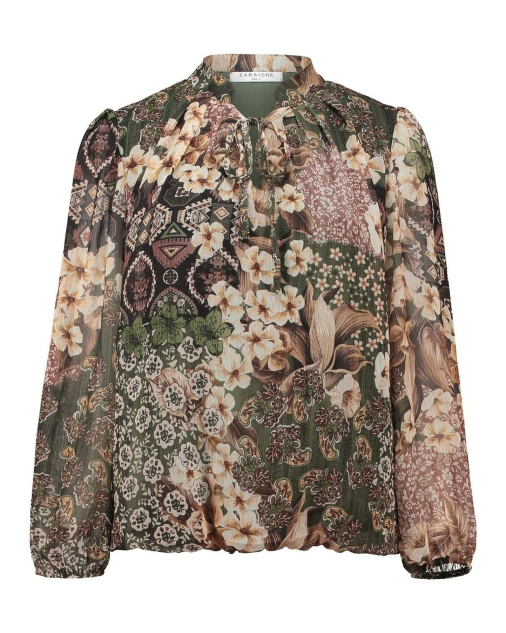 Milaa Mönstrad Blus Dam Grön Khaki | Smilebutiken - Zabaione