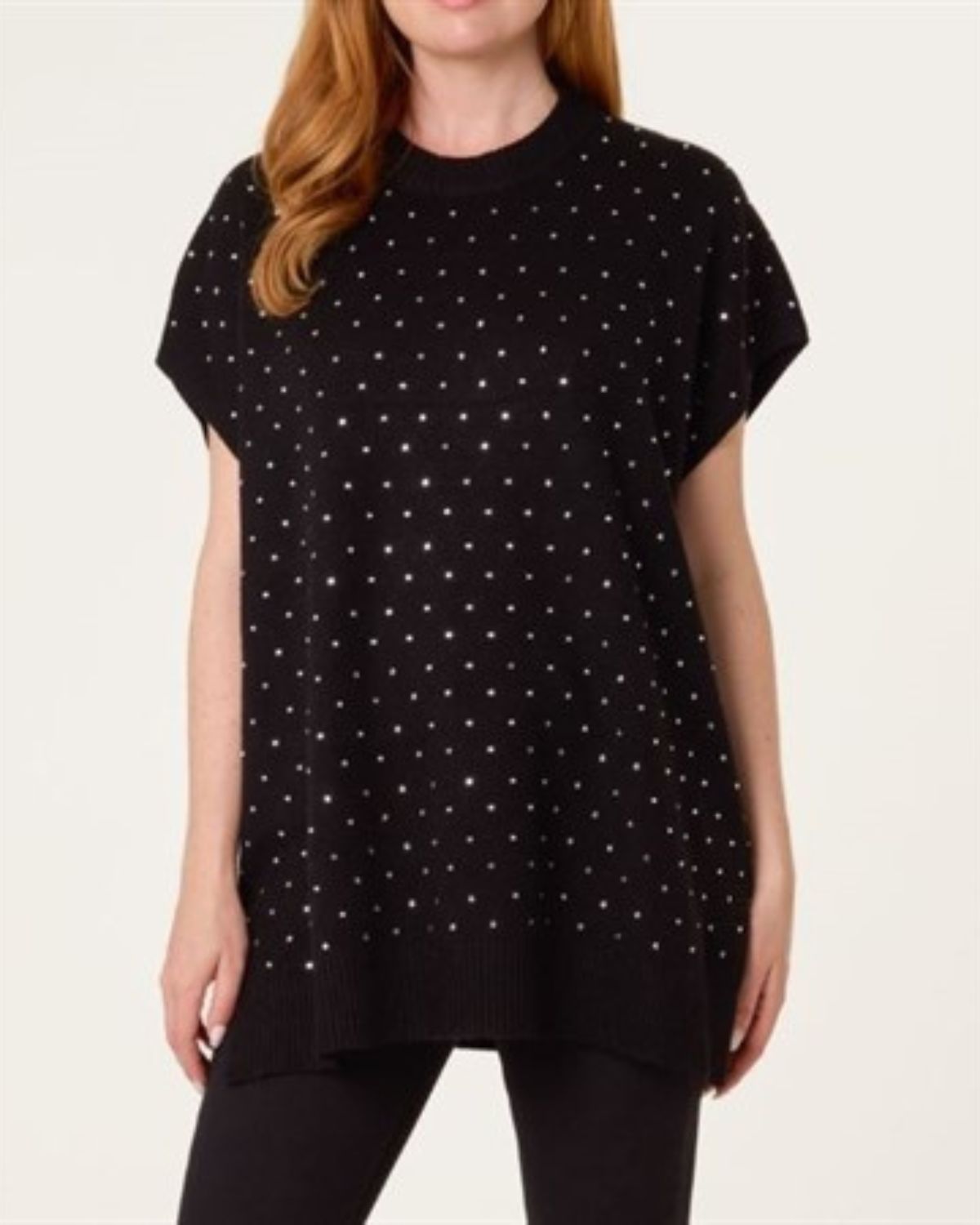 Mira Stickad Glittrig Tröja Dam Svart Black | Smilebutiken - Caramelle Fashion