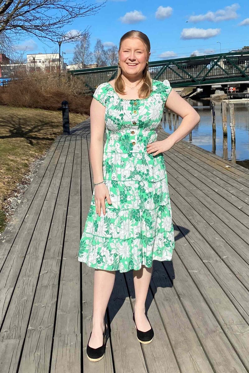 Miss Lady Arya Patterned Dress Women Green DH Fashion
