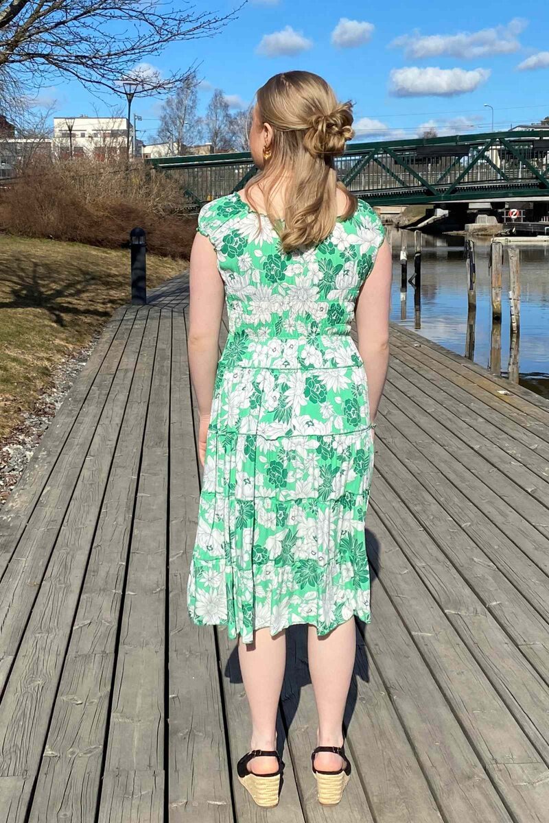 Miss Lady Arya Patterned Dress Women Green DH Fashion