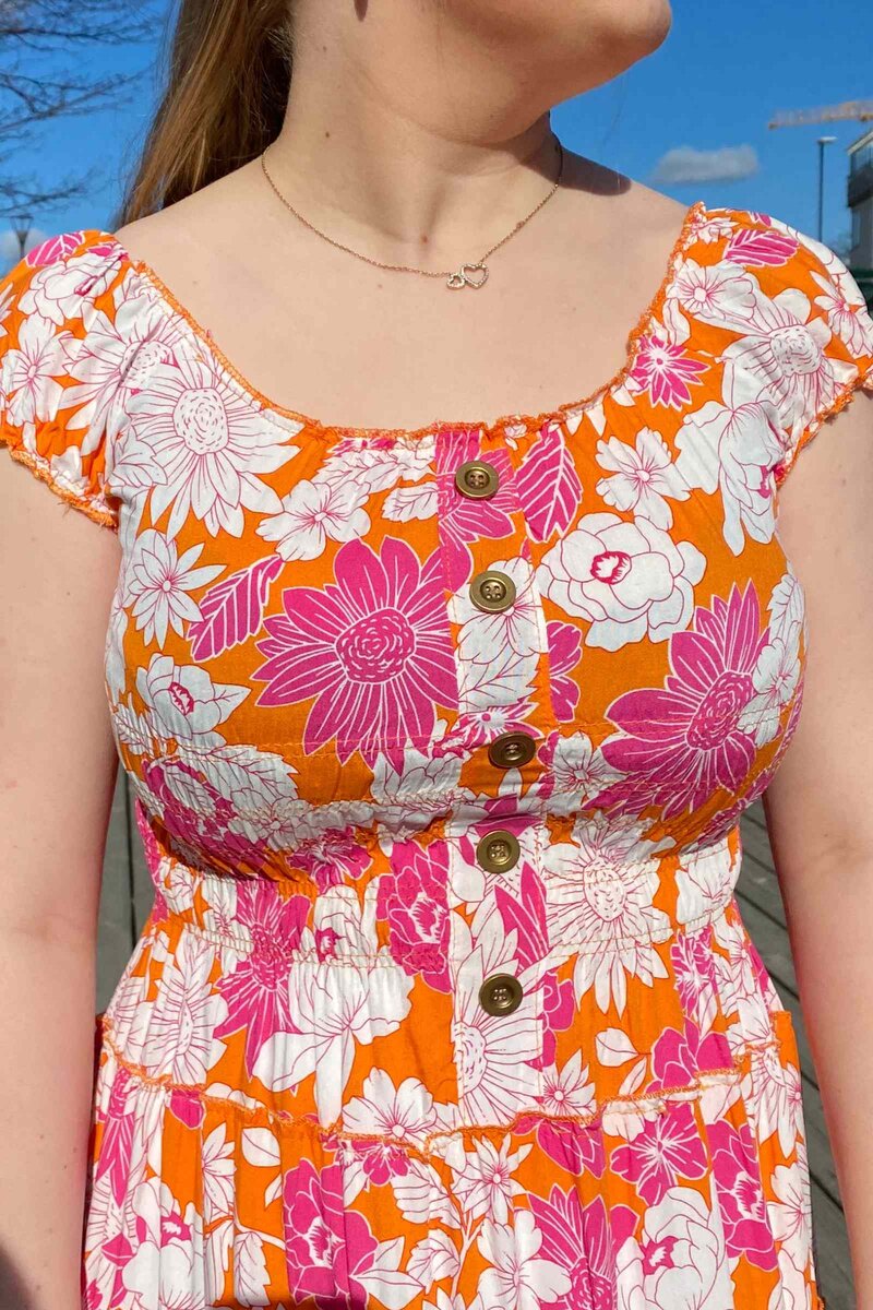 Miss Lady Arya Patterned Dress Women Orange DH Fashion