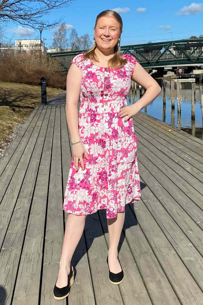 Miss Lady Arya Patterned Dress Women Pink DH Fashion