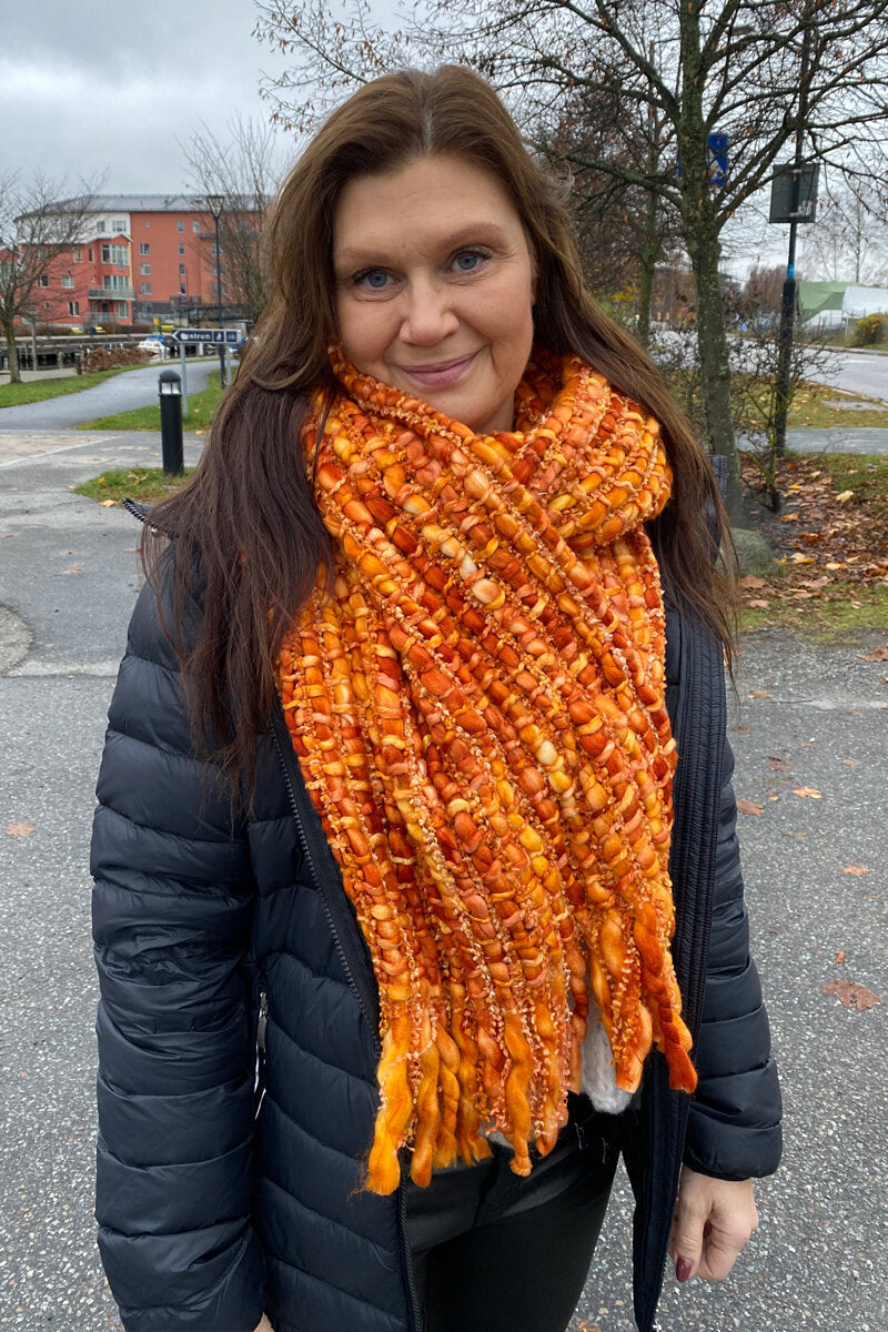 Star Scarf Women Orange W Golden Lurex Moshi