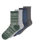 Strumpor Ull Junior 4-pack Dark Grey Melange - Name It