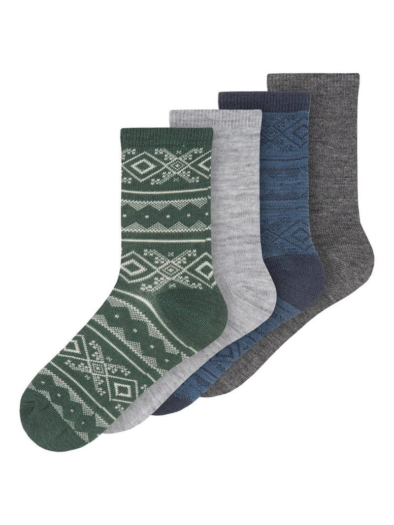 Strumpor Ull Junior 4-pack Dark Grey Melange - Name It