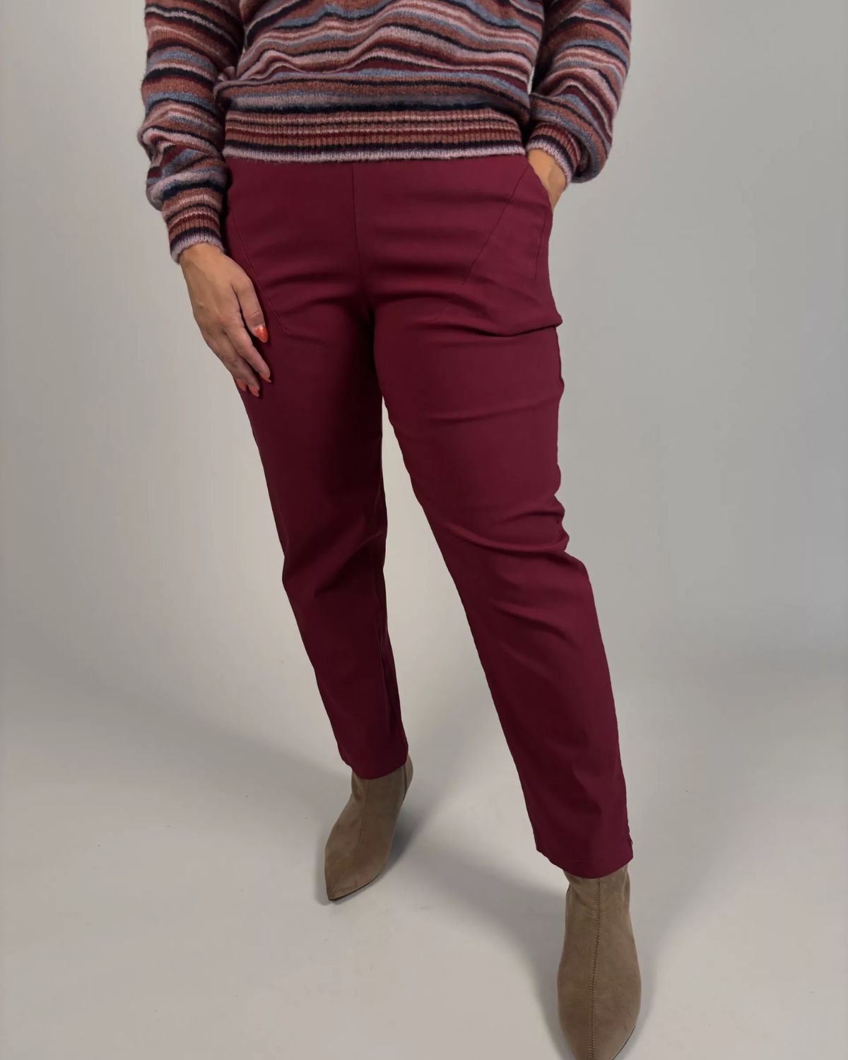 Nico Barrel Byxa Superstretch Dam Vinröd | Smilebutiken - Camicia