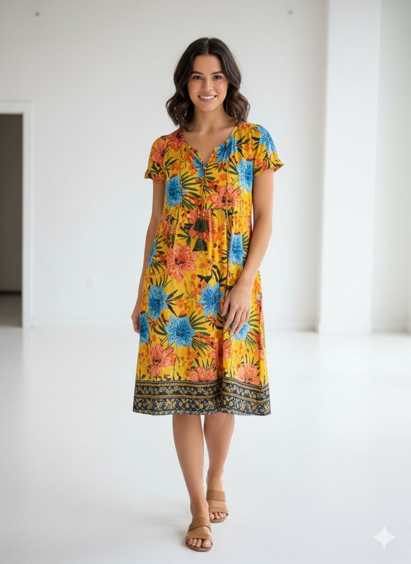 Nicola Dress 6 Women Palm Parrot | Smilebutiken - One Summer