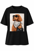 Noelle T-shirt Pudel med sjal Svart Black | Smilebutiken - Caramelle Fashion