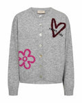 Nomas Cardigan Women Medium Grey Mel W Fuchsia Purple | Smilebutiken - Freequent