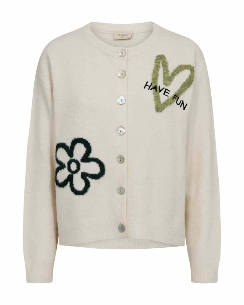 Nomas Cardigan Dam Moonbeam Melange W Deep Forest | Smilebutiken - Freequent