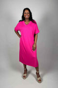 Nora V-ringad Klänning Dam Cerise | Smilebutiken - Camicia