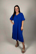 Nora V-ringad Klänning Dam Kornblå | Smilebutiken - Camicia