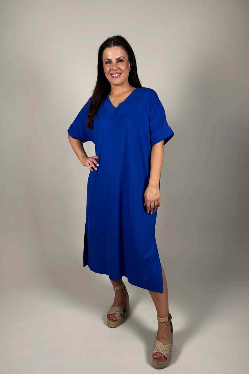 Nora V-ringad Klänning Dam Kornblå | Smilebutiken - Camicia